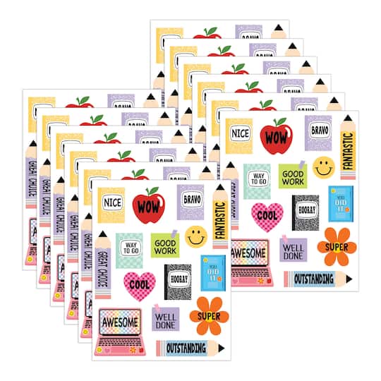 Teacher Created Resources® Cool for School Stickers, 12 Packs of 90 each